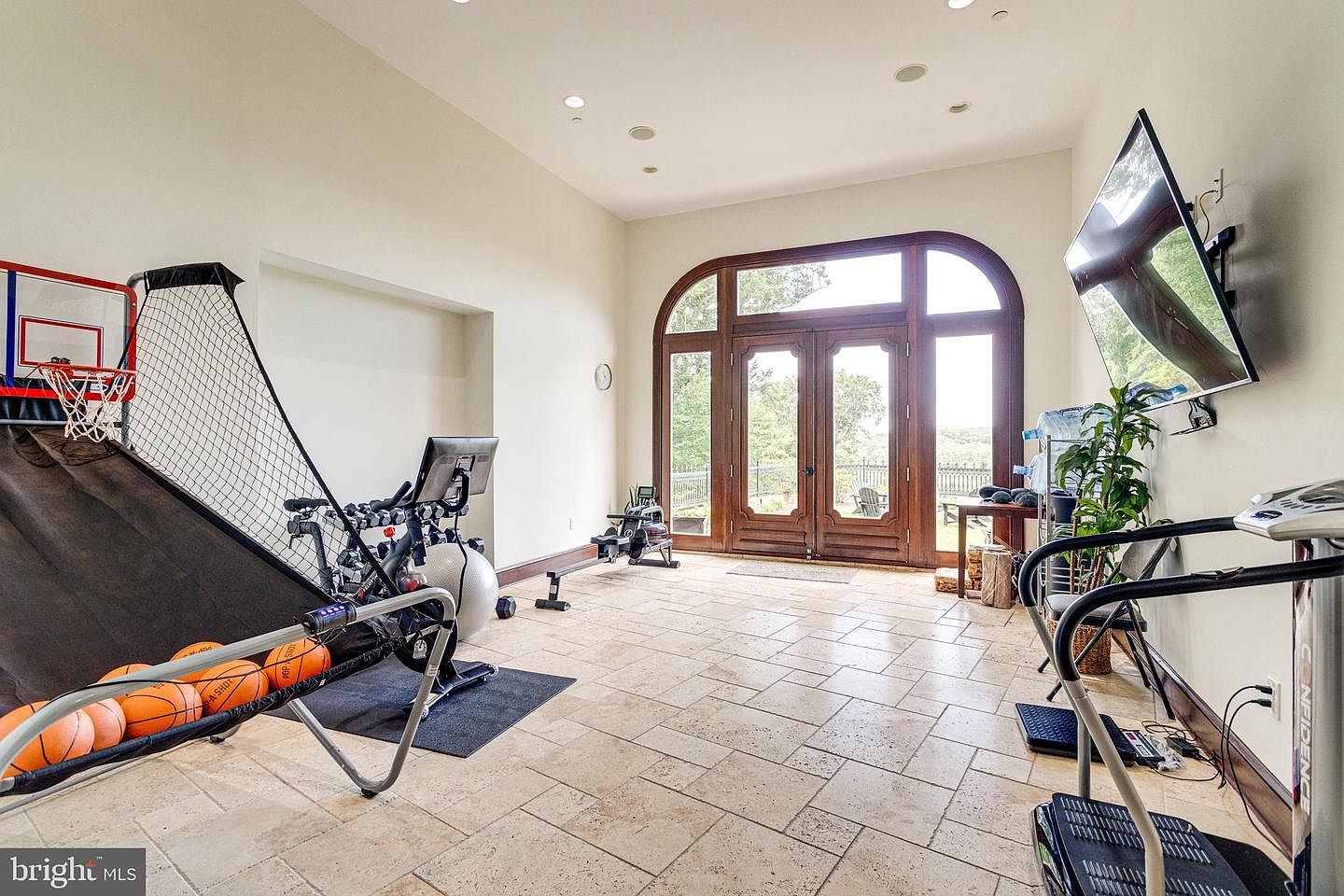 The gym, with the arched doors.