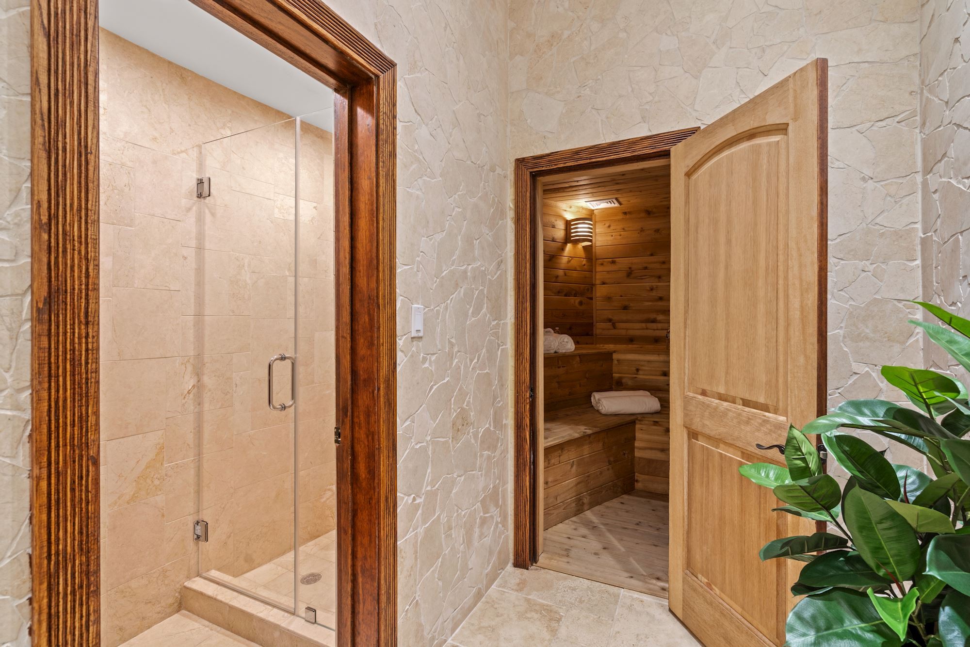 The shower beside the sauna.
